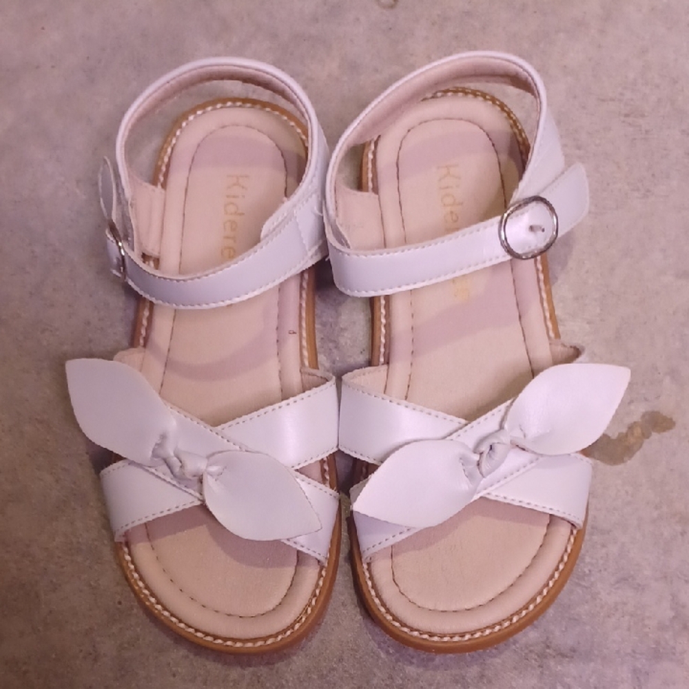 White Sandals with Bow Detail and Adjustable Ankle Strap Size 12